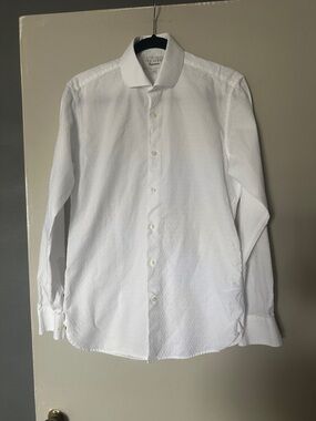 Ted Baker Men's White Textured Spread-Collar Dress Shirt